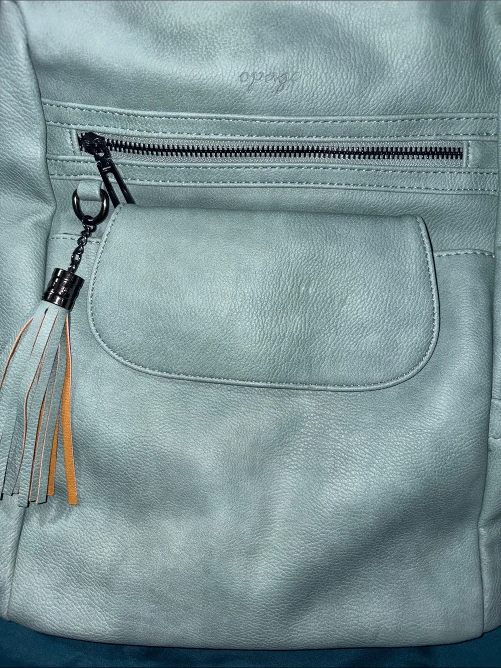 NWT OPAGE Tassel Backpack Purse set  Light Blue Women’s Backpack Tassel Accent